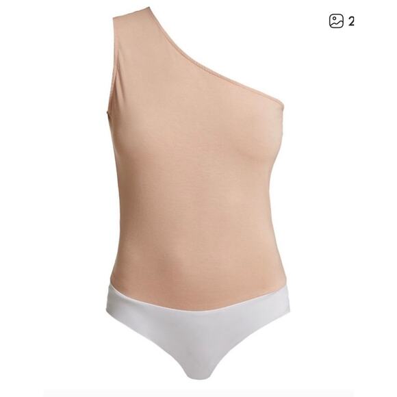 L’agence Tops - NWT L'AGENCE Dina One Shoulder Bodysuit SP Neutral Rusting Brown Essential Basic
